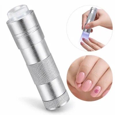 Produktbild von Mini UV Nagellampe Handheld mit 12 LED, Tragbare Nail Art Lampe für Gel Nägel & Nail Stamper, Schnelltrockner Silber