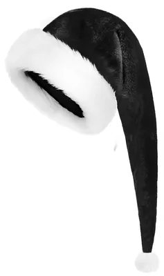 Image de Bonnet de Noël - Extra long avec un large bord en Fourrure artificielle - Pour femmes et hommes - Noir - 80 cm