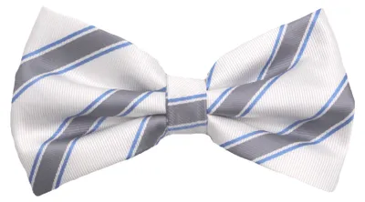 Produktbild von Fabio Farini - 1 Stück Herren Fliegen Farbton Grau - Männer Querbinder Vorgebunden Streifen - Weiß/Grau/Hellblau - Silver Birch/Odyssey Gray/Ultra Blue