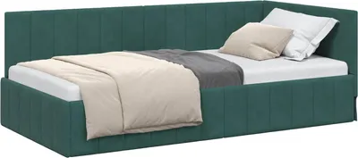 Obrázek produktu pro vidaXL Rohový rám postele s čelem tmavě zelený 90 cm x 200 cm sametový
