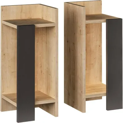 Image de Lepre - Table de nuit, 25x27x60h cm Chêne brun, 2 étagères