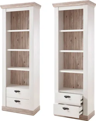 Produktbild von Standregal Bücherregal im Landhaus Stil FERNA-61 Pinie dunkel und Pinie weiß B/H/T 71x201x37cm