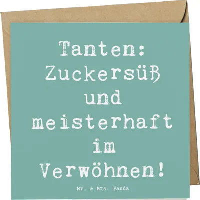 Produktbild von Mr. & Mrs. Panda Grußkarte Spruch Tante Zuckersüß - Meeresbrise - Geschenk, anlasskarte, faltkarte, Glückwunschkarte, Verwandtschaft, Jubiläen, Verwöhnen, Neffe, Nichte