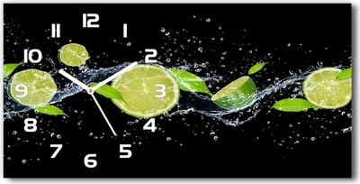 Produktbild von Wanduhr aus Glas – 60x30 cm - Glasbild - Glasuhr - Gehärtetes Glas - weisse-zeiger - Limes und Wasser