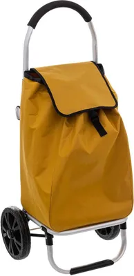 Immagine prodotto di Carrello spesa pieghevole con 2 ruote "colore moderno" giallo senape - 5 cinque semplicemente intelligente