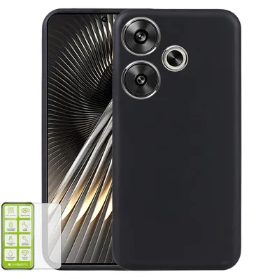 Produktbild von Handy Hülle + Schutzglas für Xiaomi Poco F6 5G  Redmi Turbo 3 Silikon H9 Schwarz