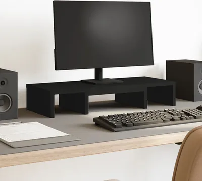 Produktbild von （Robust Möbel）Bildschirmständer/Monitorständer - Modernes Notebookständer - Verstellbar Schwarz 60x24x10,5cm Holzwerkstoff Promotion705470 - Computertische