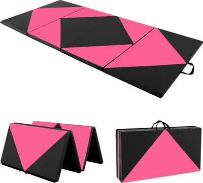 Zdjęcie produktu dla Składana mata gimnastyczna, 240x120x5 cm, czarno-różowa