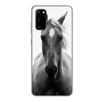 Produktbild von MuchoWow® Handyhülle Schutzhülle Hülle für Samsung Galaxy S20 Pferd - Schwarz - Weiß - Porträt Silikon Softcase Handy Hülle - Bild