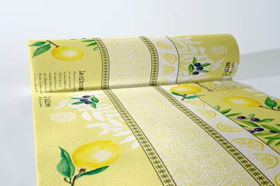 Produktbild von Airlaid Tischläufer Jona, 40 cm x 24 m, 1 Stück - Mank - Mediterran Zitronen Oliven