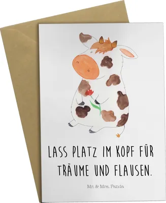 Produktbild von Mr. & Mrs. Panda babykarte Kuh - Weiß - Geschenk, weihnachtskarten, osterkarte, Bauernhof, Kühe, einladungskarten, Grußkarte, Hof, Spruch, hochzeitskarten, Milch