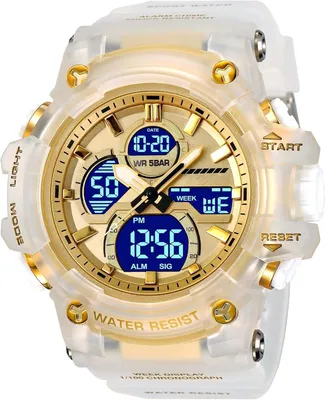 Produktbild von Militär Sportuhr Herren Analog Digital Outdoor Uhr mit Doppelzeit Alarm Stoppuhr Datum Woche LED 12/24H Wasserdicht 5ATM Stoßfest Robust