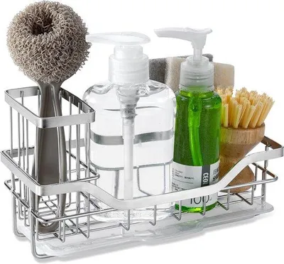 Zdjęcie produktu dla Organizer do zlewu ze stali nierdzewnej, biały, 22 x 9 x 13 cm