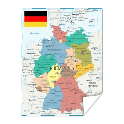 Obrázok produktu pre MuchoWow® Plagát - Podrobná mapa Nemecka - 120x160