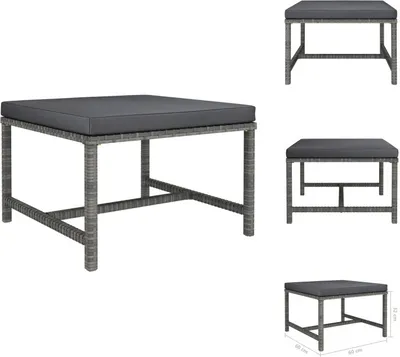Produktbild von vidaXL Modular-Fußhocker mit Kissen Grau Poly Rattan -  Gartensofaelemente