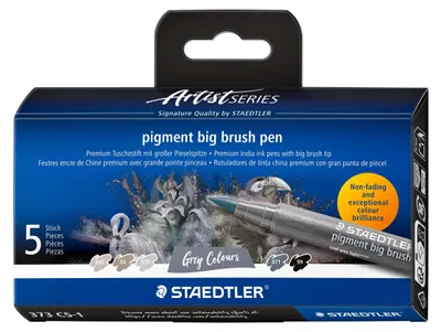Image de STAEDTLER® 373 C5-1 Stylo pinceau à pigments, gris, 5 pièces