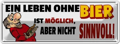 Produktbild von vianmo Blechschild 10x27 cm Ein Leben ohne Bier Essen Trinken