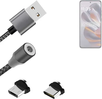Produktbild von K-S-Trade Hochwertiges Magnet-Lade-kabel Sync-Kabel Daten-Kabel kompatibel mit Motorola Edge 50 Neo mit USB-Typ-C-Anschluss und Micro-USB-Anschluss 2A