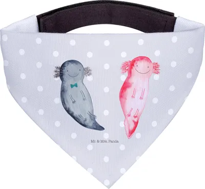 Produktbild von Mr. & Mrs. Panda Dreieckstuch Axolotl Freundin - Grau Pastell - Geschenk, Lurch, Halstuch Hund, Für Hunde, Bandana, Hals Tuch, Liebe, Hundehalstuch, Valentinstag