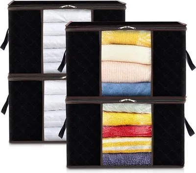 Produktbild von Famanu Aufbewahrungsboxen Set 4 große Boxen mit Deckel - Schwarz