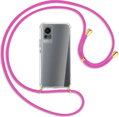 Produktbild von Handykette Backcover-Schutzhülle mit Band (Metall goldfarben) für vivo X60 - hot pink