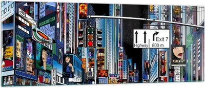 Produktbild von Bilder auf glas - Manhattan New York Straße - 140x50cm - Glasbilder - Wandbilder - Kunstdruck - zum Aufhängen bereit - Wanddekoration aus Glas - Glas Bilder - Wandbild auf Glas - GAB140x50-2720