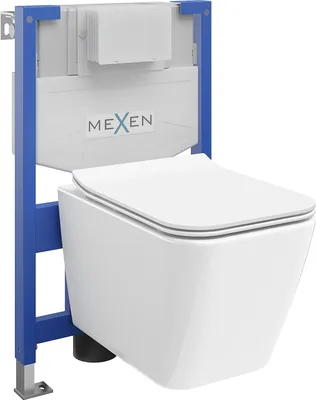 Image de Mexen Kit WC sur pied Felix XS-F avec cuvette Cube et planche à mouvement lent, Blanc - 68030924000