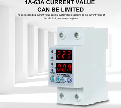 Image de 63A 220V Din Rail Protecteur de surtension et de sous-tension réglable Relais de protection contre les surintensités Usage domestique Double affichage LED