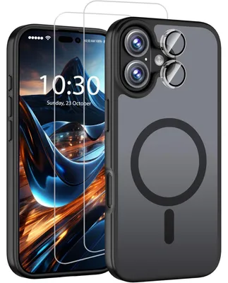 Produktbild von Schutzhülle für iPhone 17 mit 2x Panzerglas & Kameraschutz, MagSafe, Militärstandard, Schwarz, Halbtransparent