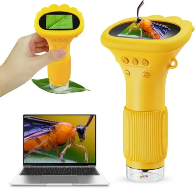 Produktbild von Handy-Mikroskop für Kinder, 200X tragbares Taschenmikroskop, 2,0" IPS-Bildschirm USB Microscope LED Lights -Anschluss an PC