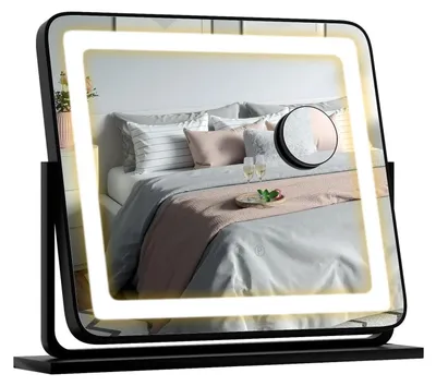 Produktbild von Schminkspiegel mit Beleuchtung, 3 Lichtfarben, 5X Vergrößerung, 360° drehbar, Touch-Steuerung