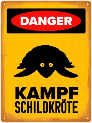 Produktbild von Danger Kampf Schildkröte Metallschild XXL in 28x38 cm mit Schildkröten