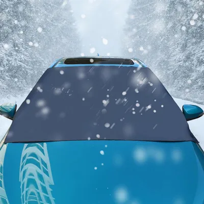 Image de Cache-pare-brise pliable pour voiture, protection hivernale, magnétique, 210x125 cm, en polyester