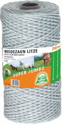Produktbild von Super Jumbo Kunststofflitze weiß 200 m Weidezaun Litze
