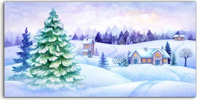 Produktbild von Coloray Canvas 140x70  Wandbild Leinwand Bilder Winter Landschaft Wald Weihnachten