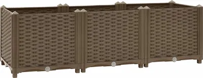 A long, rectangular planter box with a woven texture.