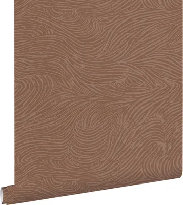 Imagen del producto de ESTAhome papel pintado diseño de líneas onduladas en 3D rosa terracota 50 x 900 cm