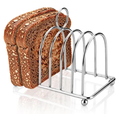 Edelstahl-Toastständer, 6 Schlitze, silber
