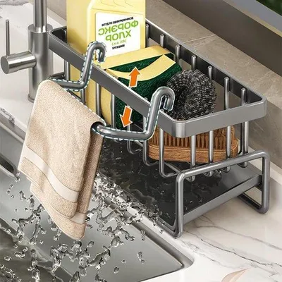 Produktbild von Famanu Wandhalterung für Spülbecken - Aufbewahrung für Küche - Grau