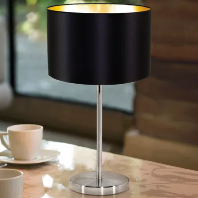 Produktbild von EGLO Maserlo, Schwarz, Gold, Nickel, Stoff, Stahl, Schlafzimmer, Wohnzimmer, IP20, II, ENEC