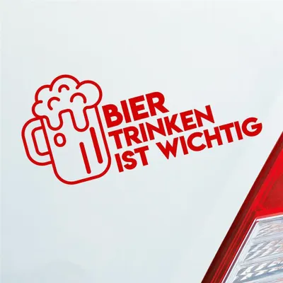 Produktbild von Auto Aufkleber Bier Trinken ist wichtig Saufen Party Feiern 19x9 cm Rot Sticker Heckscheibenaufkleber