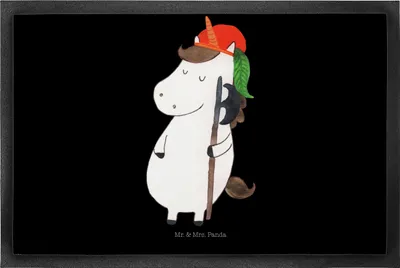 Produktbild von Mr. & Mrs. Panda fußmatte Einhorn Junge 50 x 75 cm - Schwarz - Geschenk, Schmutzmatte, flurmatte, Mittelalter, Unicorn, Schmutzfangteppich, Sauberlaufmatte, Einhörner
