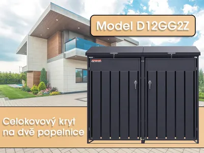 Produktbild von Mülltonnenunterstand D12GG2Z, für 2 Mülltonnen mit zwei Wind- und Diebstahlsicherungen, anthrazit - N