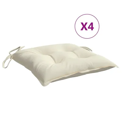 A single cream-colored chair cushion is shown against a white background.