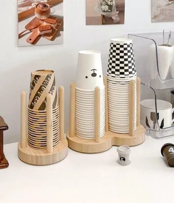 Produktbild von Houten Kopjeshouder für Tee- und Kaffeebecher mit sechs Haken und gewogener Basis
