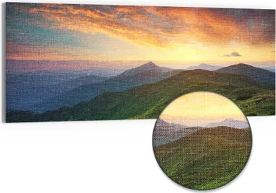 Produktbild von DEQORI Hybrid Leinwand Bild 125x50 cm 'Abendlicher Horizont' Wandbild Glas flach modern