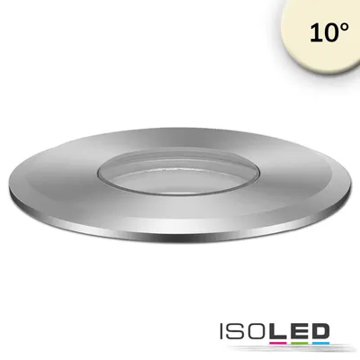 Zdjęcie produktu dla Reflektor LED do wbudowania w ziemię, okrągły 55 mm, stal nierdzewna, 12-24 V, IP67, 3 W, 10°, ciepła biel