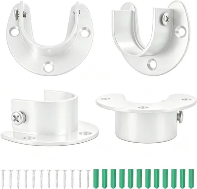 Productafbeelding van Kledingstanghouder - Set van 4 - Witte stanghouder - Roestvrij staal