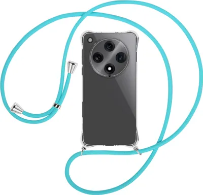 Produktbild von Handykette Backcover-Schutzhülle mit Band (Metall silberfarben) für Oppo Find X8 Pro 5G - türkis