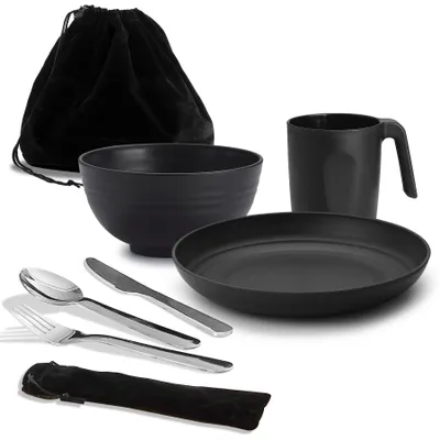 Immagine prodotto di Set di accessori per campeggio – include posate e piatti